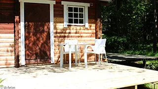 Terrasse von Skallerup Blockhütte