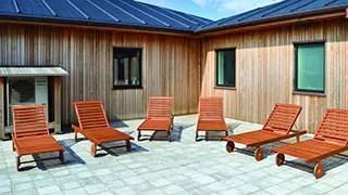 Terrasse von Vorupør Poolhus