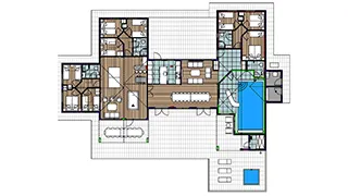 Grundriss von Wellness Poolhus