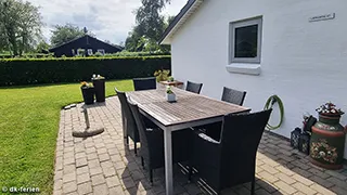 Terrasse von Feriehus Lærkemose