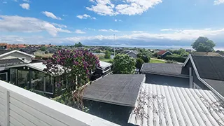 Blick auf die Landschaft von Karrebæks Hyggehus
