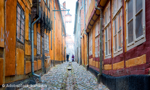 Mittelalterliche Gasse aus dem 16. Jahrhundert im Stadtzentrum von Helsingør